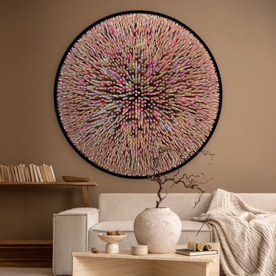Crayons de coloriage Illustration d'ordinateur Cercle mural Plaque en plastique ⌀ 120 cm - impression photo sur cercle mural / cercle vivant (décoration murale)