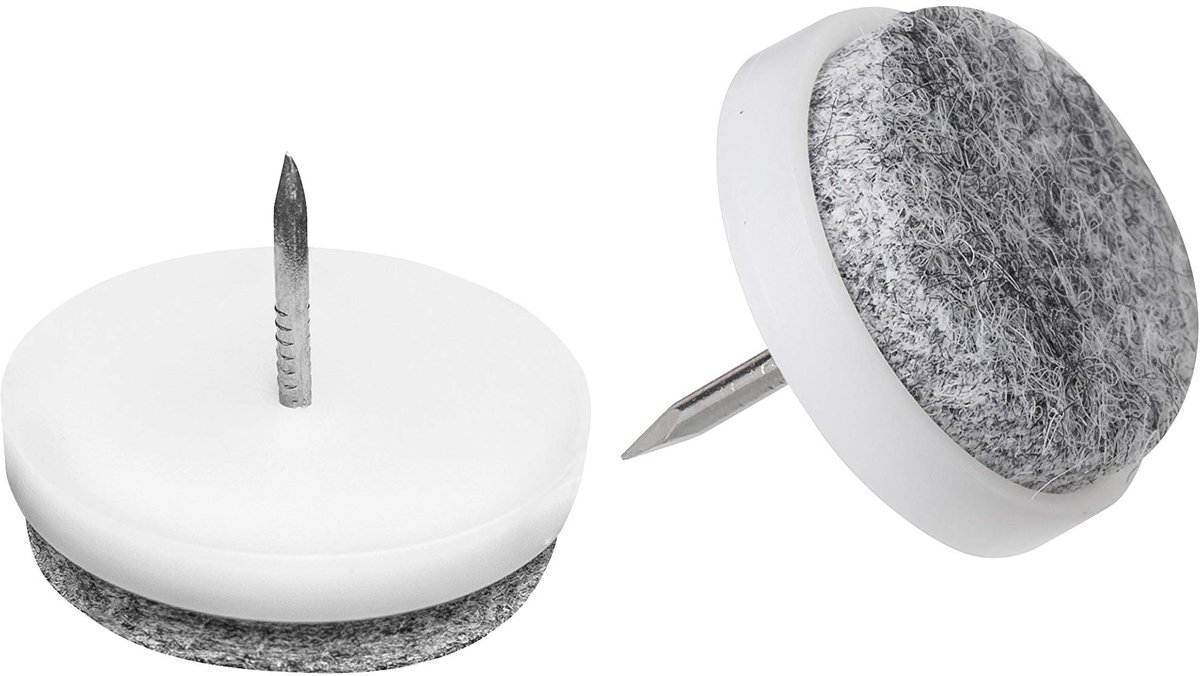 Viltglijders - met nagel - effectieve bescherming van uw meubels en stoelen / meubelglijderset voor gevoelige vloeren / stoelglijders / vloerglijders wit Ø 25 mm (8 Stuk) wit