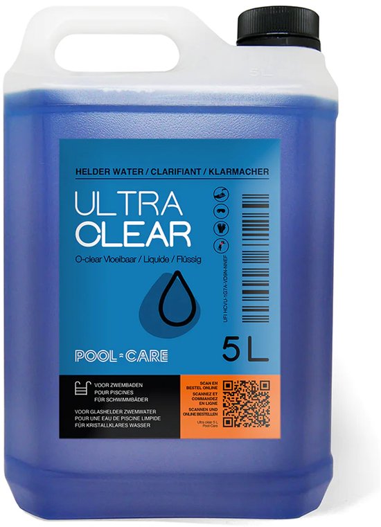 Pool-Care Ultra Clear 5L - Helder zwembadwater - Vlokmiddel - Vloeibaar - Combo