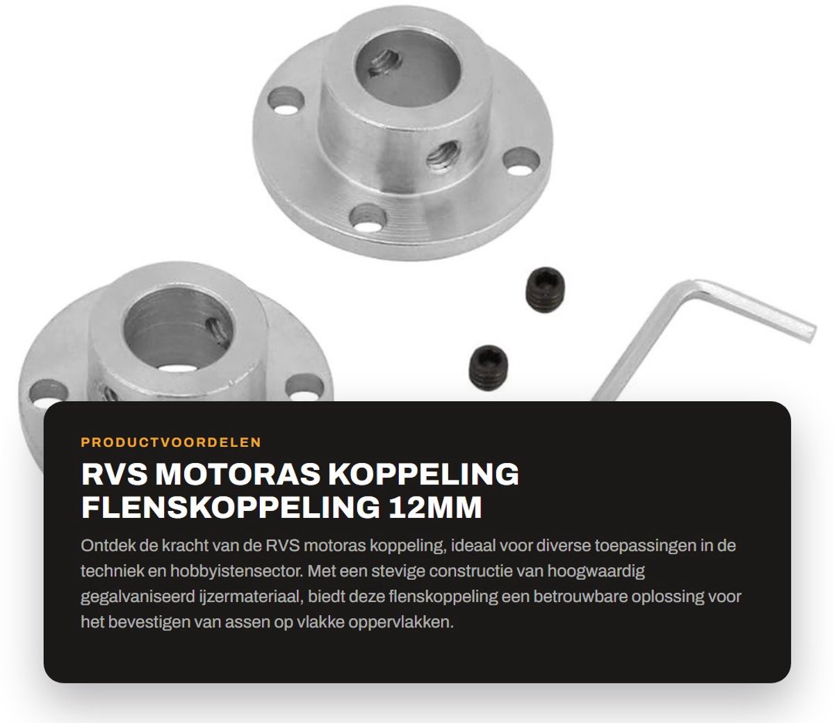 Dailygoods- Motoras Koppeling Stijf - Flenskoppeling - Gegalvaniseerd Ijzer - 12mm ID / 18mm OD - 2 Stuks - Corrosiebestendig