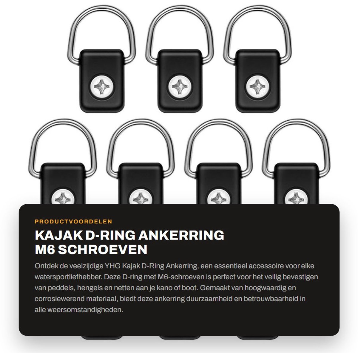 Dailygoods- Ankerring Lichtgewicht - D-Ring - M6 Schroeven - Boot/Kano Accessoire - Duurzaam Materiaal - Corrosiewerend
