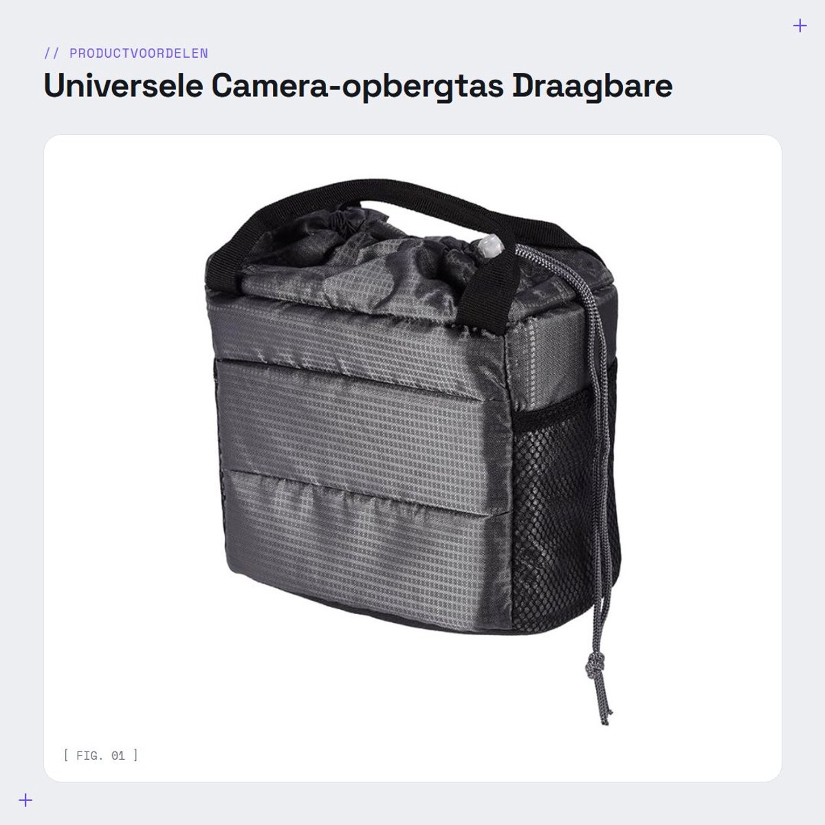 Dailygoods - Universele Camera-opbergtas - Draagbare Cameratas - Waterdicht en Schokbestendig - Grijs - Verstelbaar Inzetstuk - Geschikt voor Fot...