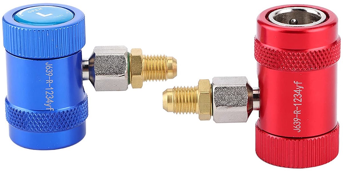 Dailygoods- Snelkoppeling Professionele Kwaliteit - Verstelbare Adapter - Duurzame Veiligheidssnelkoppeling - Messing Koppeling - R1234yf Koelmiddel - Eenvoudig Aansluiten - Koelmiddeladapter