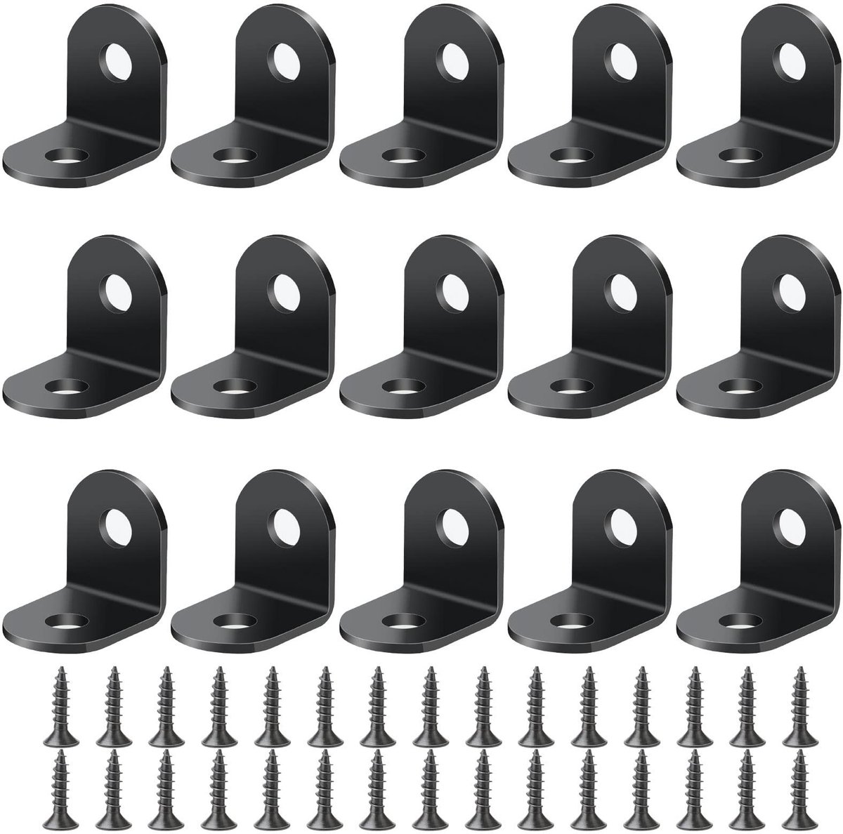 Dailygoods - drado Hoekverbinder, 15 stuks, roestvrij staal, hoekklemmen, 20 x 20 x 2 mm, meubelhoekhouder met 30 stuks schroeven (zwart)