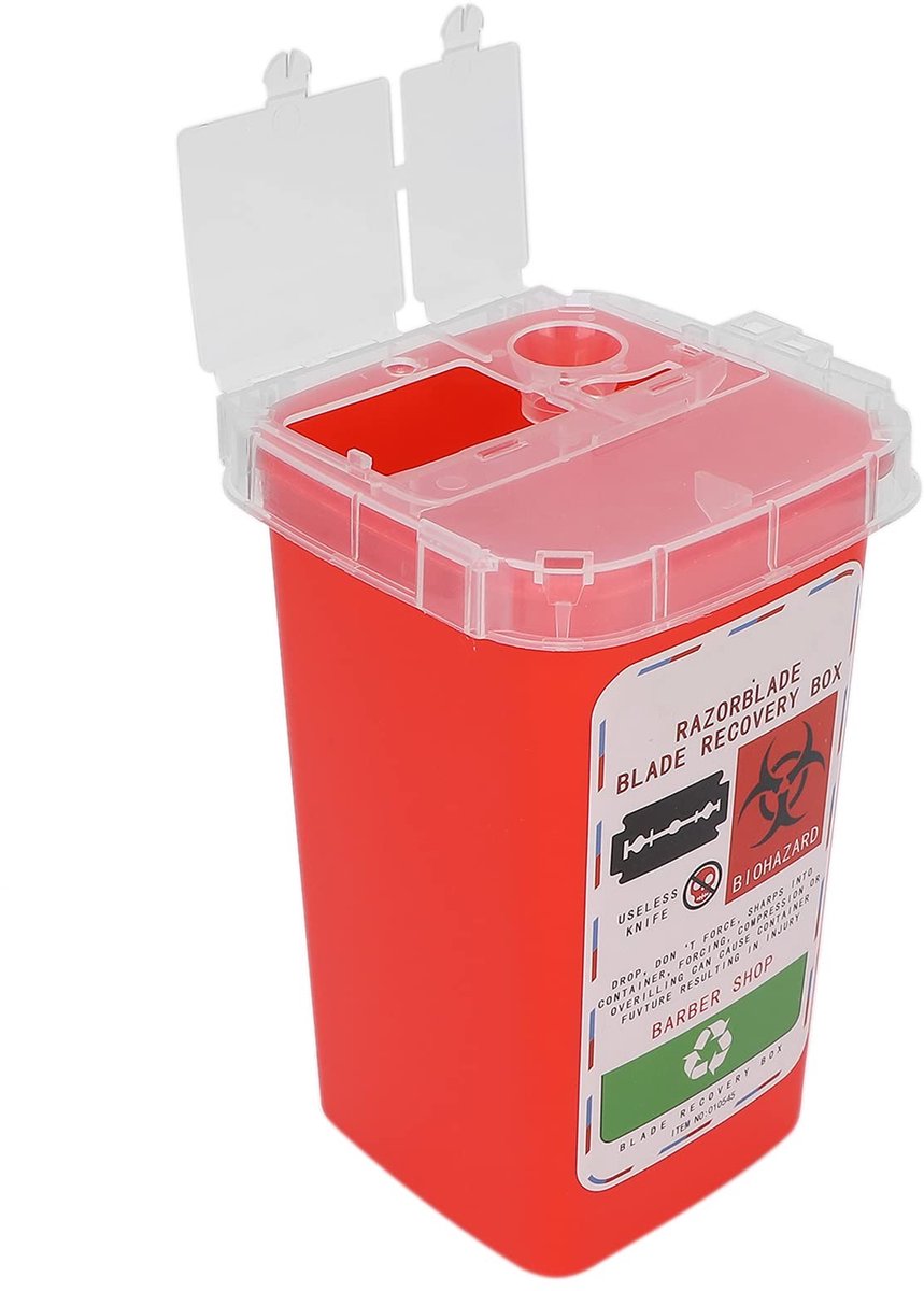 Dailygoods- Mescontainer Milieuvriendelijk - Kunststof - Chemicaliënbestendig - Veilig Sluitend - Voor Wegwerpmesjes - Ideaal voor Kapsalons - Mesjescontainer