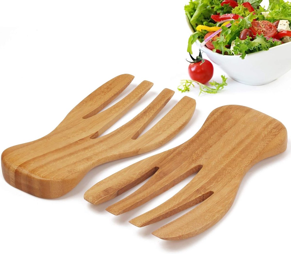 Saladehands Ploegers - Set van 2 - Bamboe - Eco-vriendelijk en stijlvol - ShopVlot