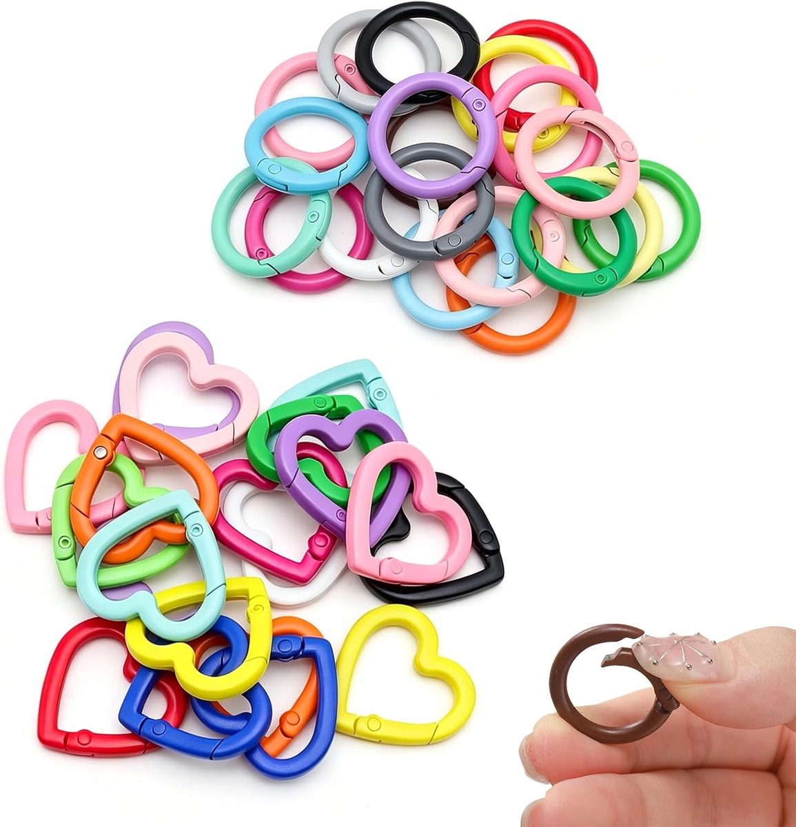 Karabijnhaak sleutelhangers 40 stuks - mini-sleutelringen - kleurrijk - ideaal voor rugzakken - ShopVlot