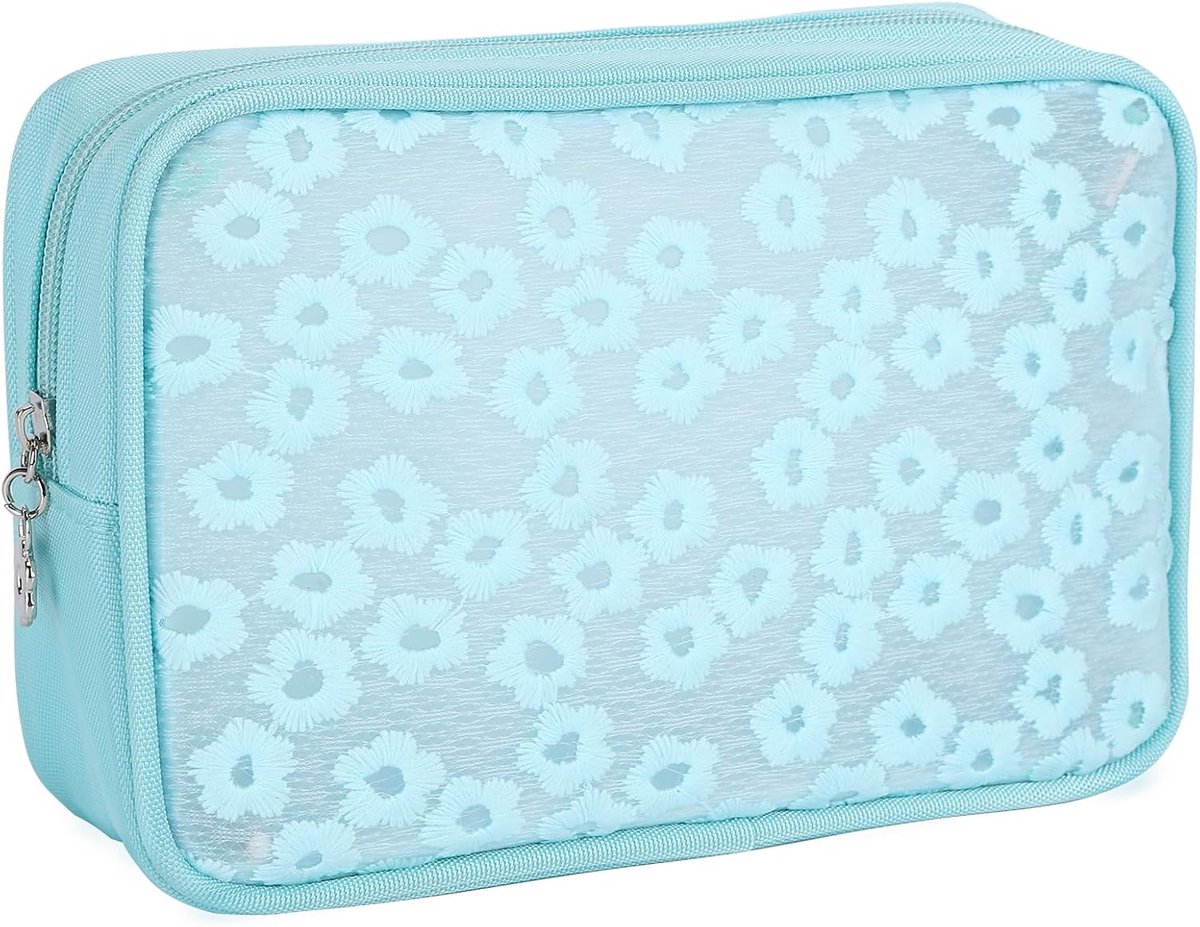Cosmeticazakje transparant 20x15 cm - hondenmotief - crème tinten - TSA goedgekeurd - ShopVlot