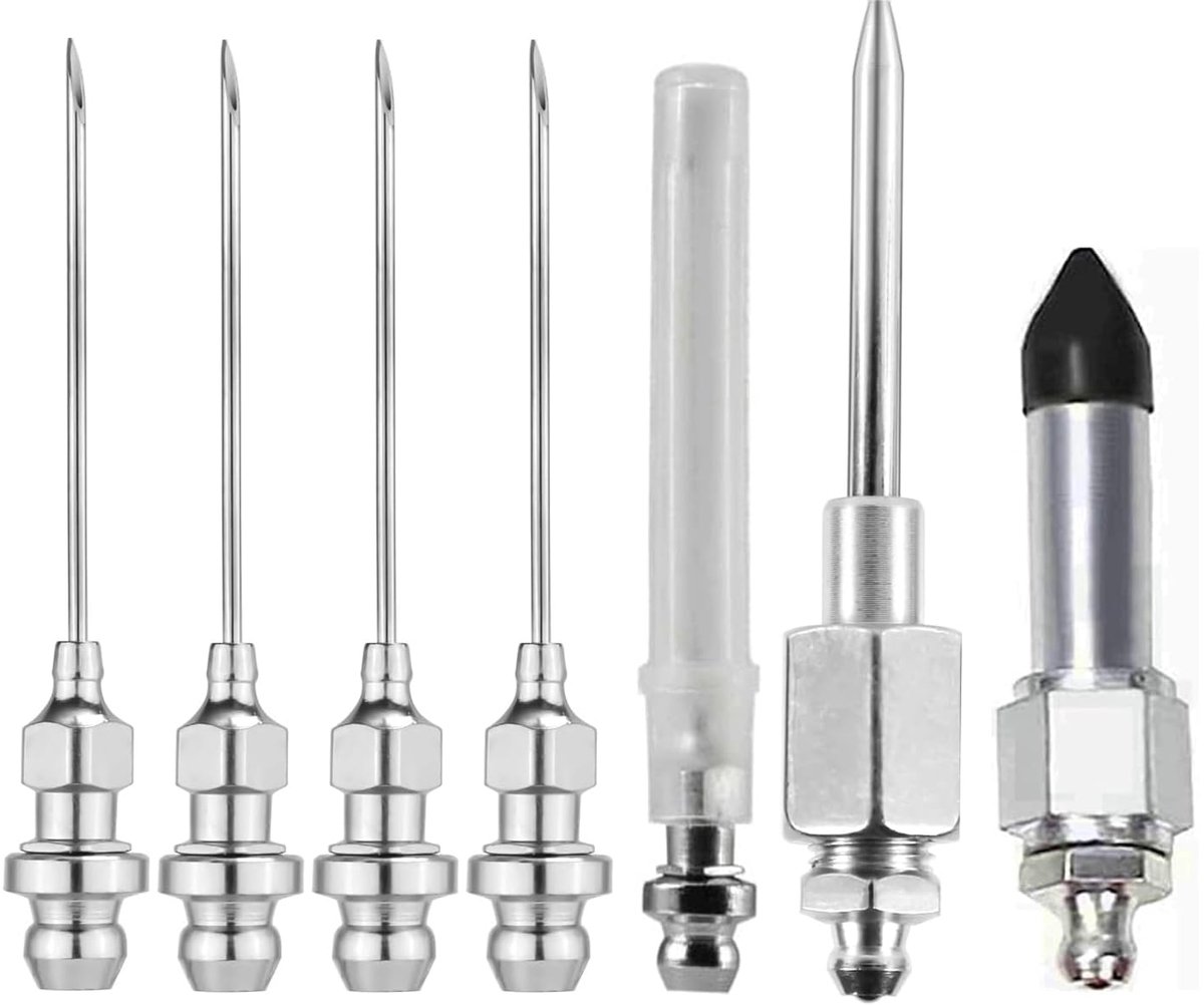 Vetpistoolaccessoireset 5 stuks - vet-naaldspuitmonden - rubberen tepeladapter - ideaal voor vetinjectie - ShopVlot