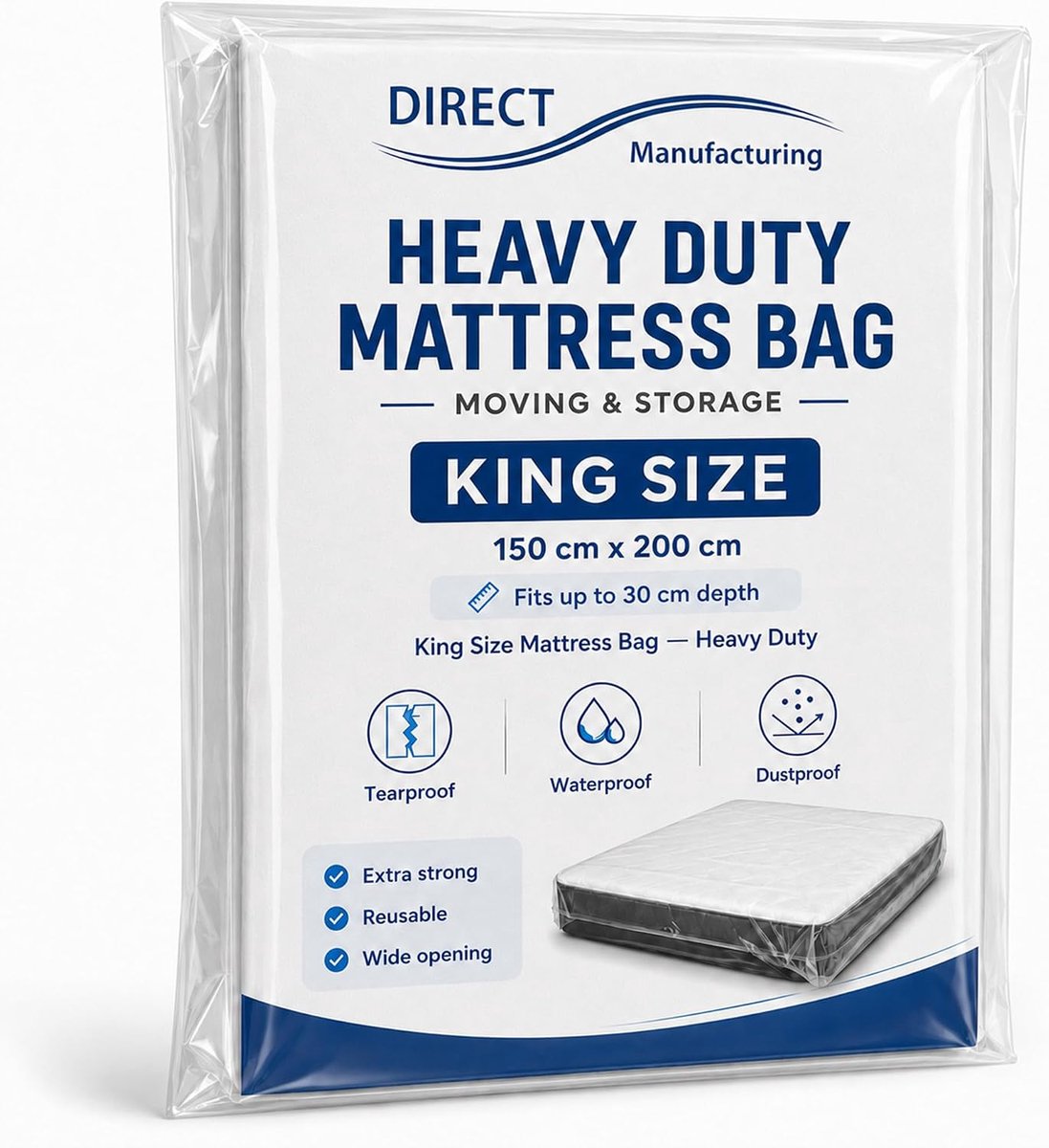 Matrasopslagzak king size - Heavy duty - 150 x 200 cm - Beschermt tegen vuil en slijtage - ShopVlot