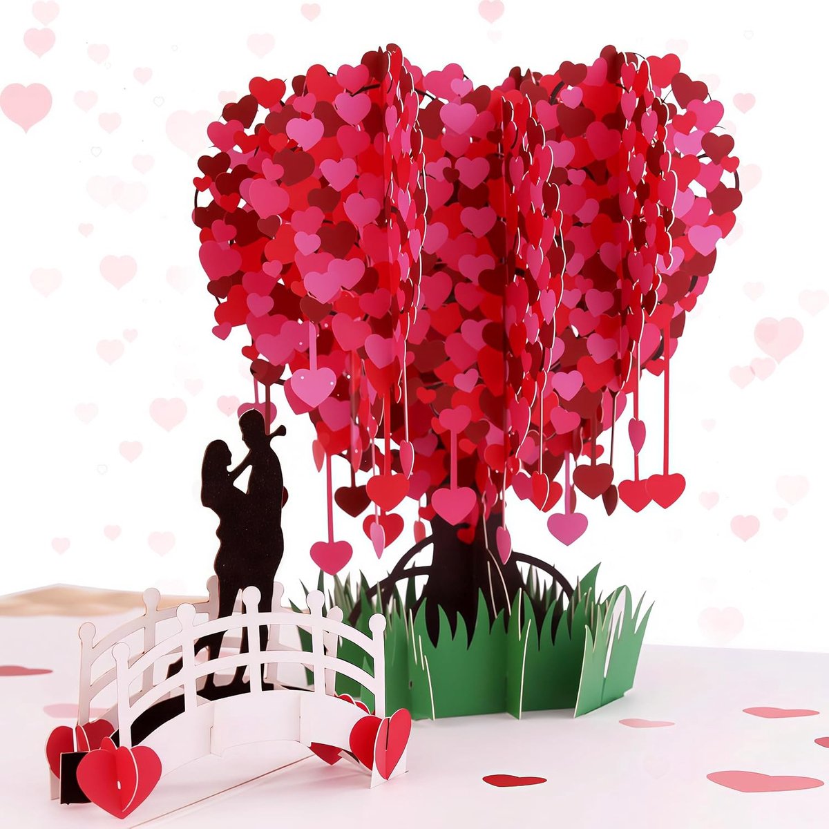 Verjaardagskaart - 3D Pop Up Trouwringen - Hartvormige Liefdesboom - Verrassende cadeau voor huwelijk - ShopVlot