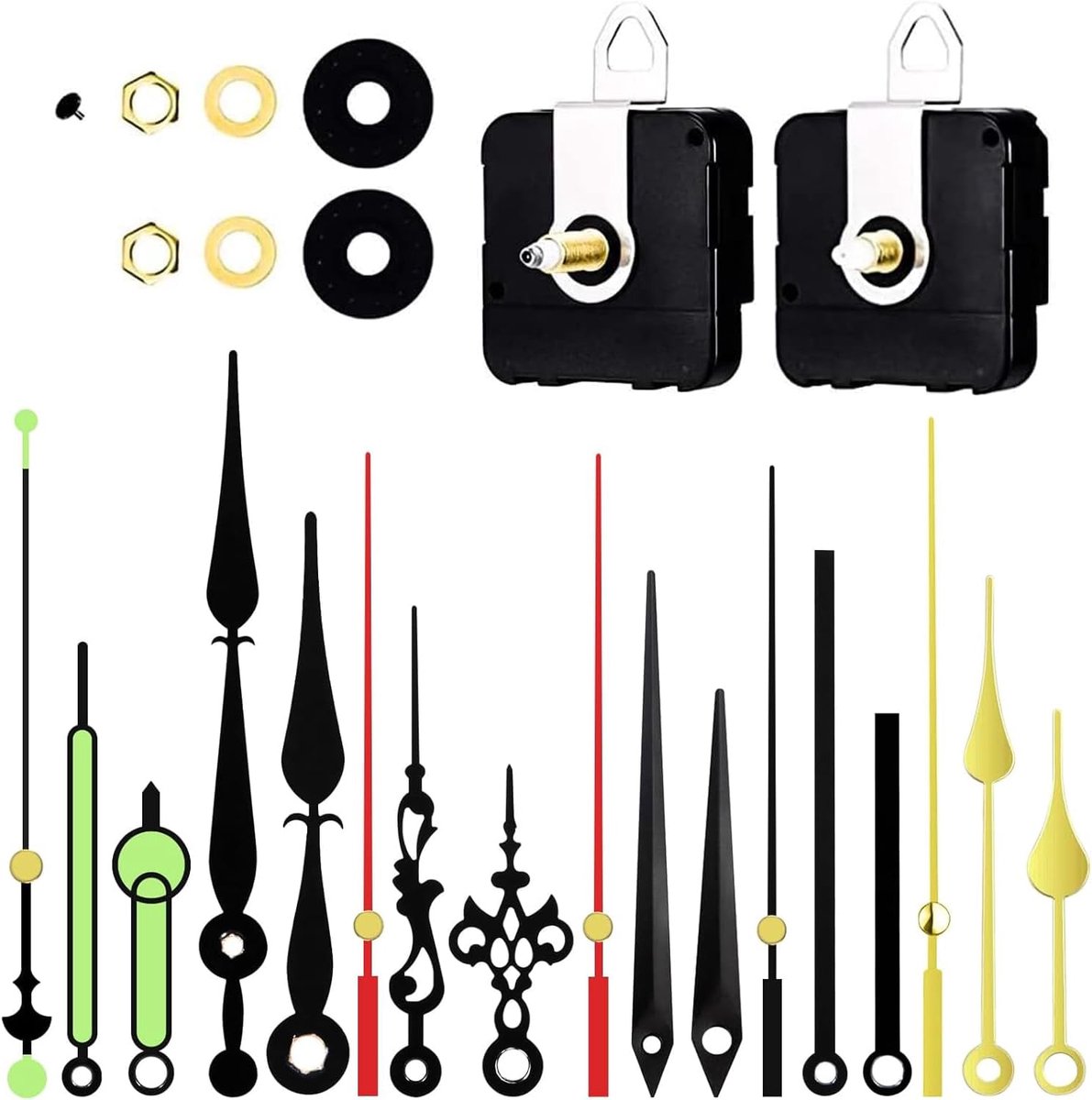 Wandklok mechanisme set - 16/20 mm quartz beweging - 6 unieke wijzerplaten - ideaal voor klokreparatie - ShopVlot