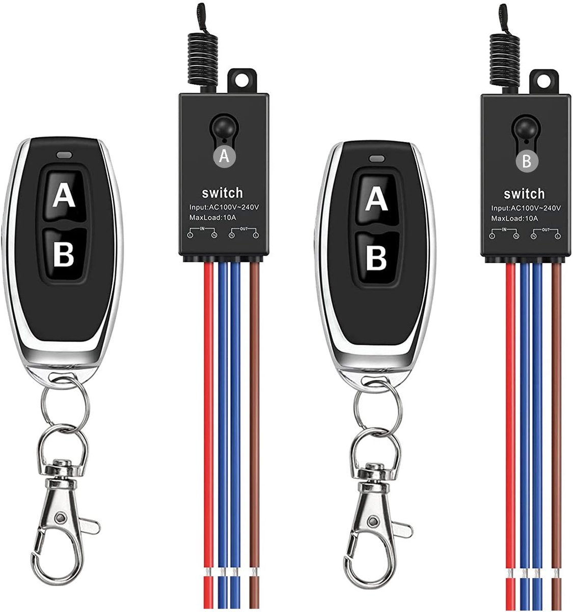 2-kanaals relais met afstandsbediening - mini radioschakelaar - 10 A - draadloze werking tot 10 meter - ShopVlot