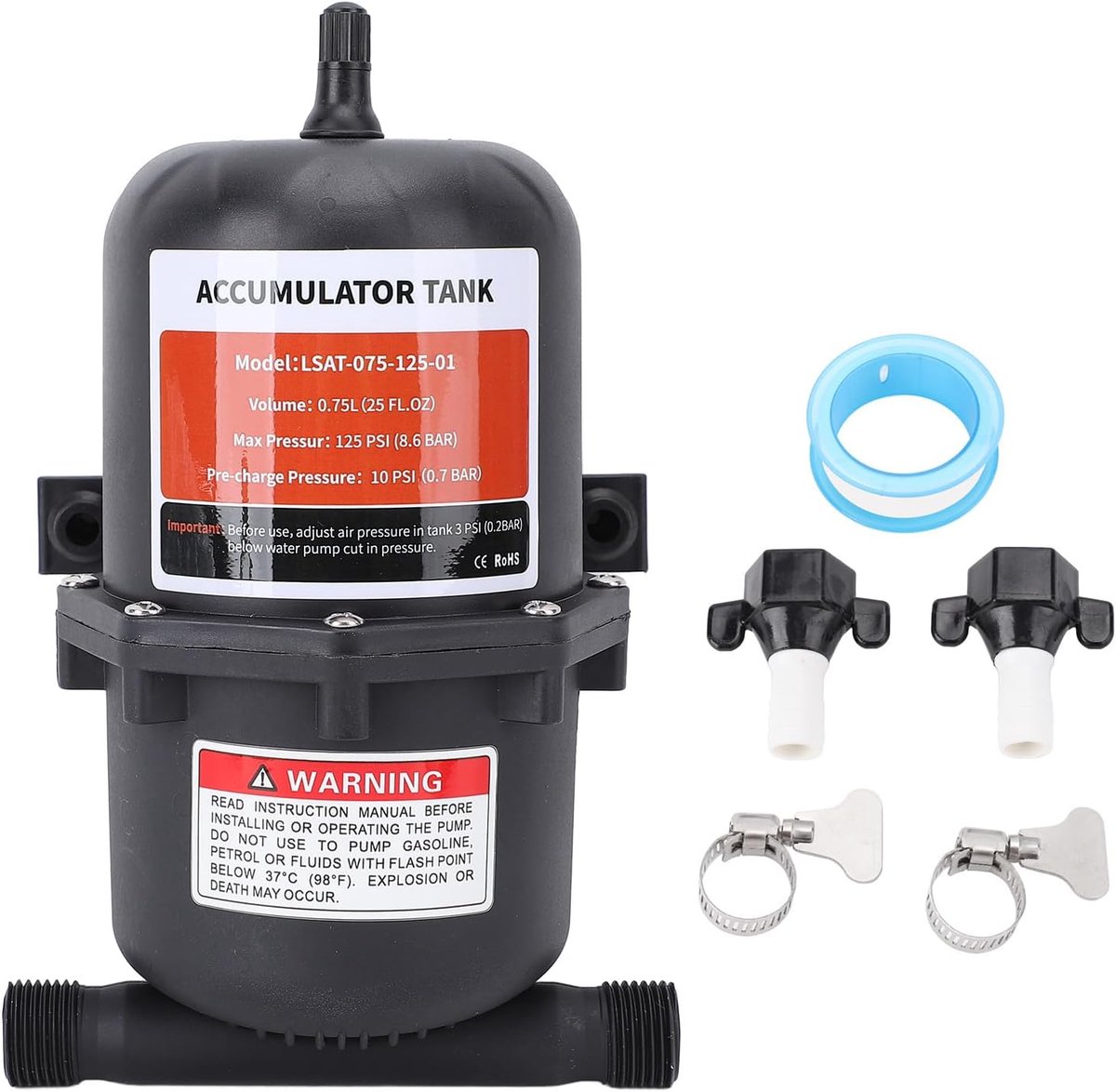 Accumulator tank 0.75L - Druk systeem - 125PSI maximaal - Ideaal voor caravan en boot - SnelShoppen
