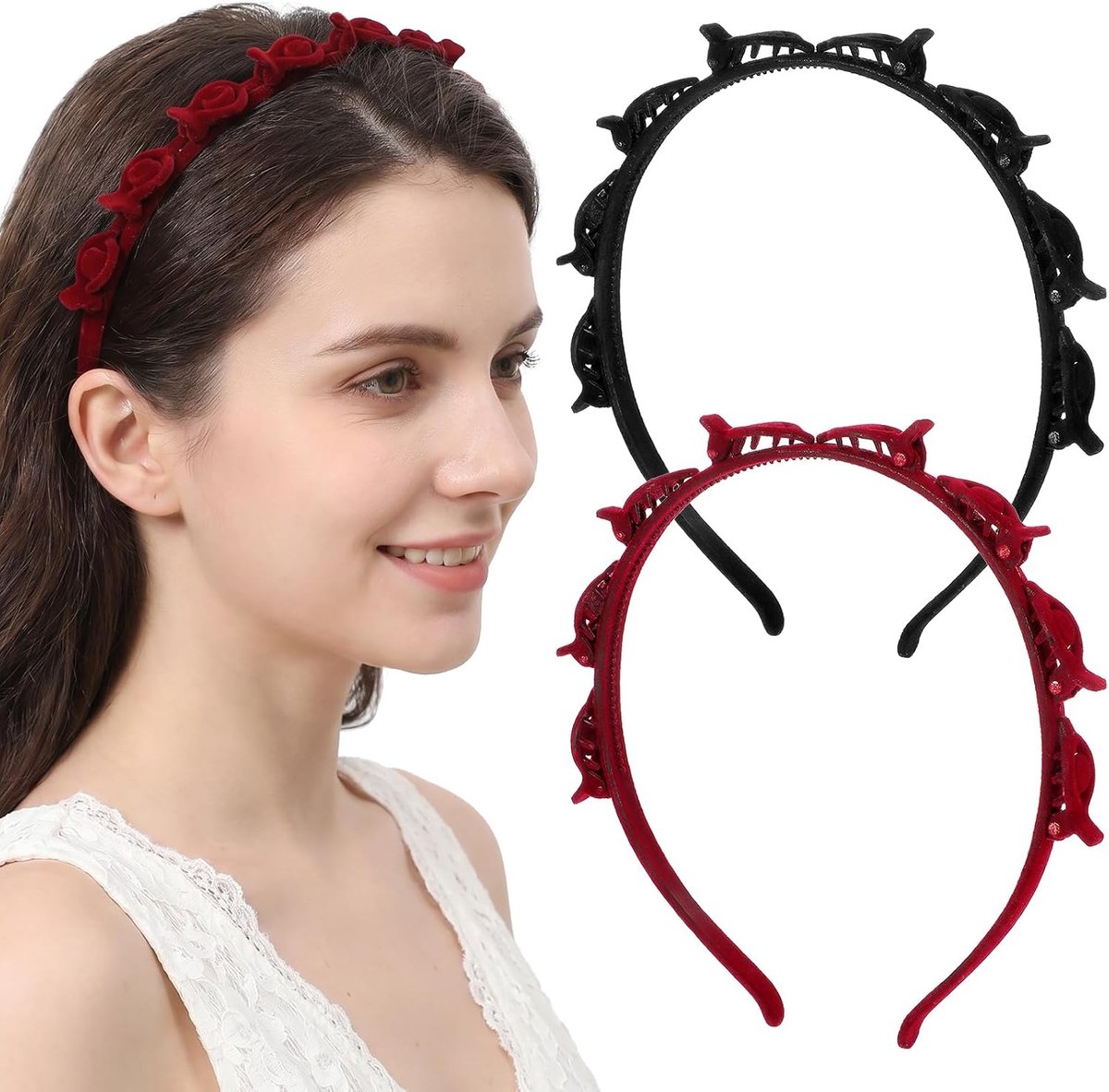 Hoofdband met Clips 2 Stuks - Vlinder Clip - Antislip Gevlochten Haaraccessoires - Perfect voor Stijlvolle Kapsels - SnelShoppen