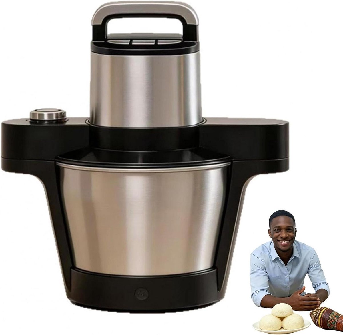 Keukenmachine - Fufu machine Yam-machine - Afrikaanse gerechten maken - Automatische bereiding - 6L capaciteit - Zilver