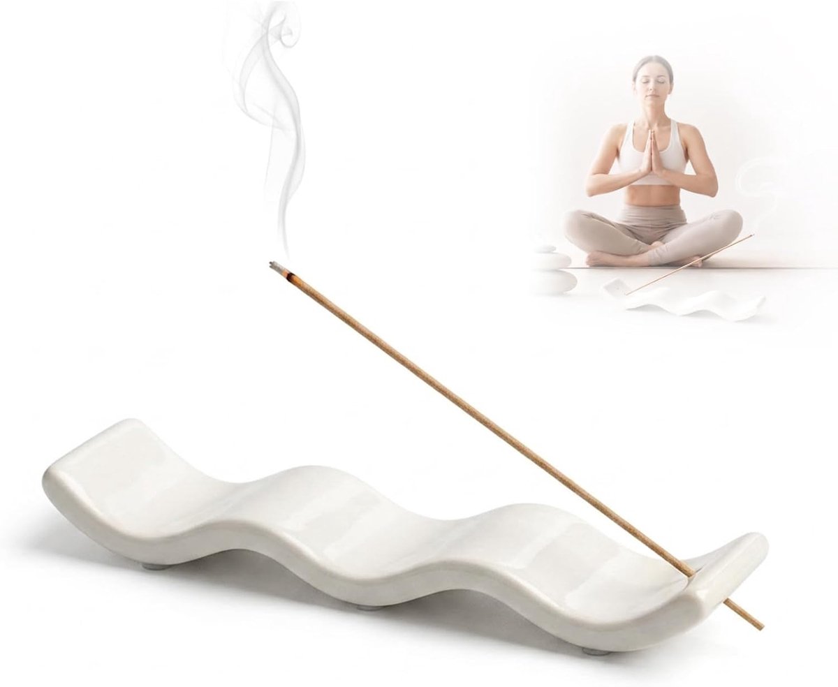 Wierookstokjeshouder keramisch - handgemaakt - asverzamelfunctie - ideaal voor yoga en meditatie - SnelShoppen