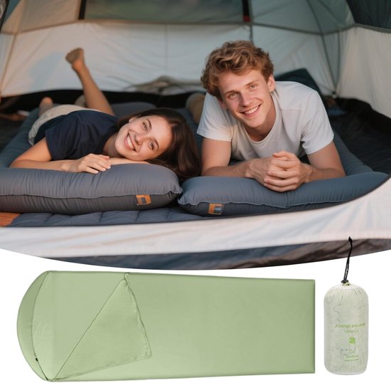 Slaapzak Binnenhoes - Reislakens Slaapzak - Kamperen en Reizen - Extra Warmte en Hygiëne - 210x80 cm - Groen — afbeelding 5