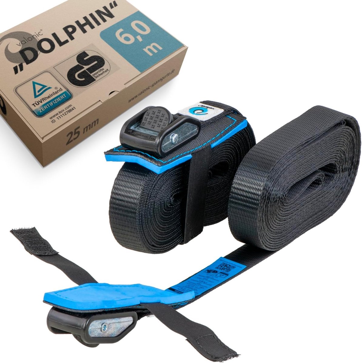Lashing straps 2 x 6 m - 25 mm - met neopreen bescherming - voor motorfietsvervoer - SnelShoppen