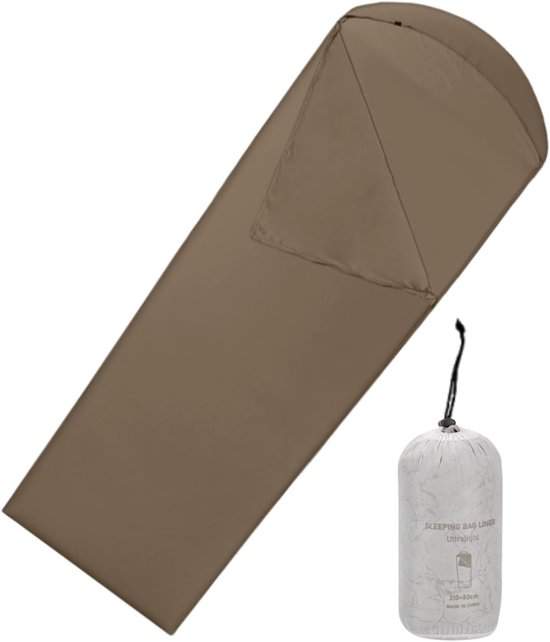 Slaapzak Voering - Reislaken Liner - Verbeteren Slaapcomfort - Warmte en Hygiëne - 210x80cm - Donkere Koffie — afbeelding 5
