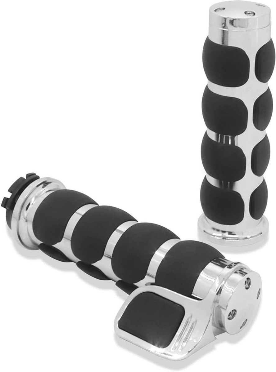 Motorfiets handvatten 1 inch - chroom aluminium - comfortabele grip - vermindert trillingen - SnelShoppen