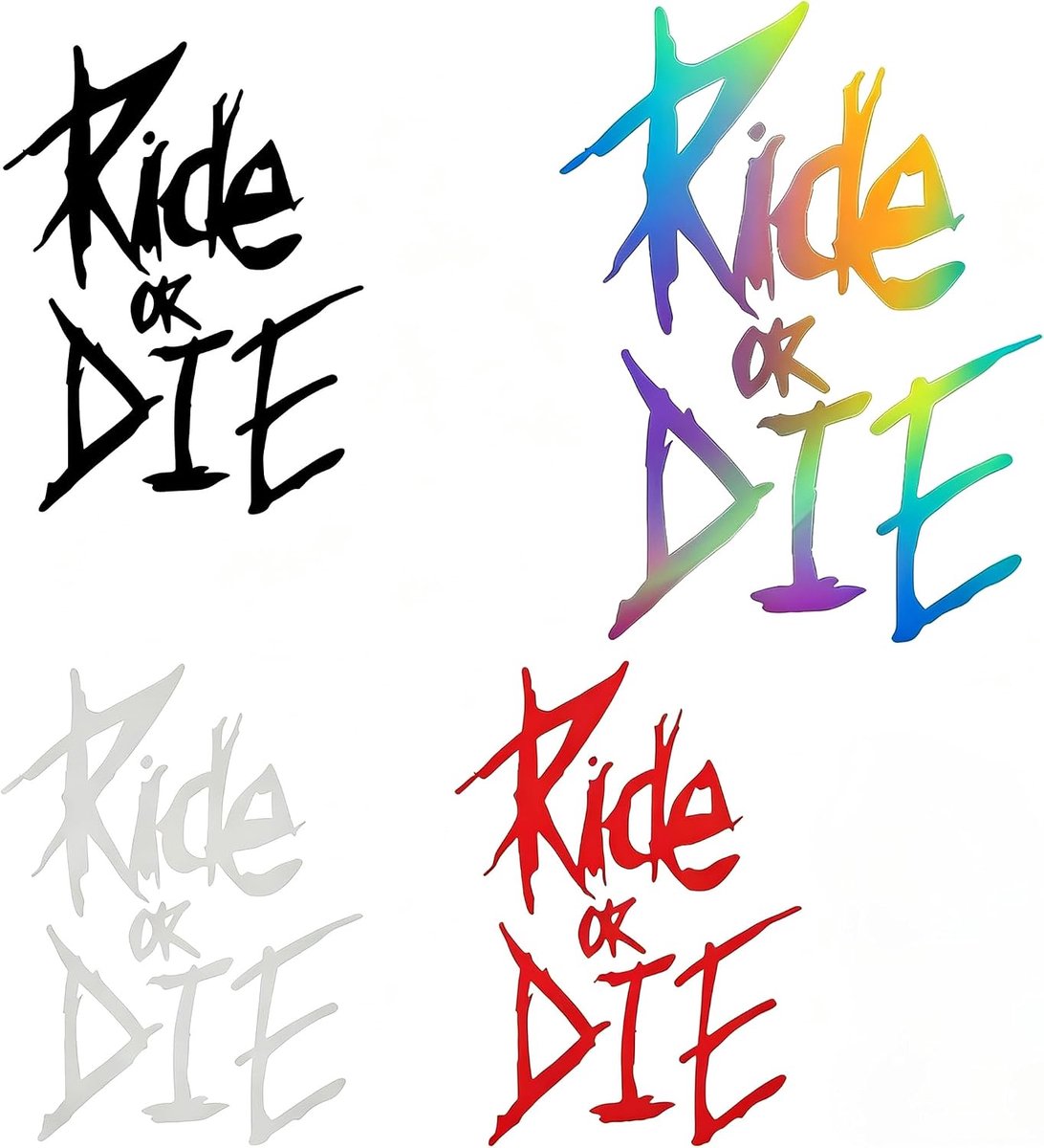 Autostickerset 8 stuks - Ride Or Die en duivels smiley - waterdicht - perfect voor personalisatie - SnelShoppen