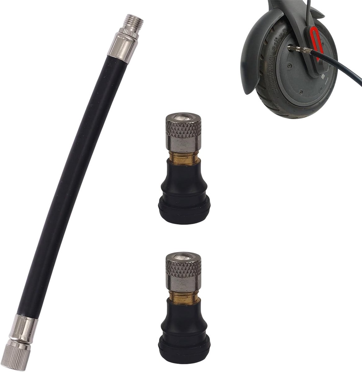 Ventielverlenging voor bandenpomp 16 cm - flexibele opblaasslang - met 2 ventieladapters - SnelShoppen