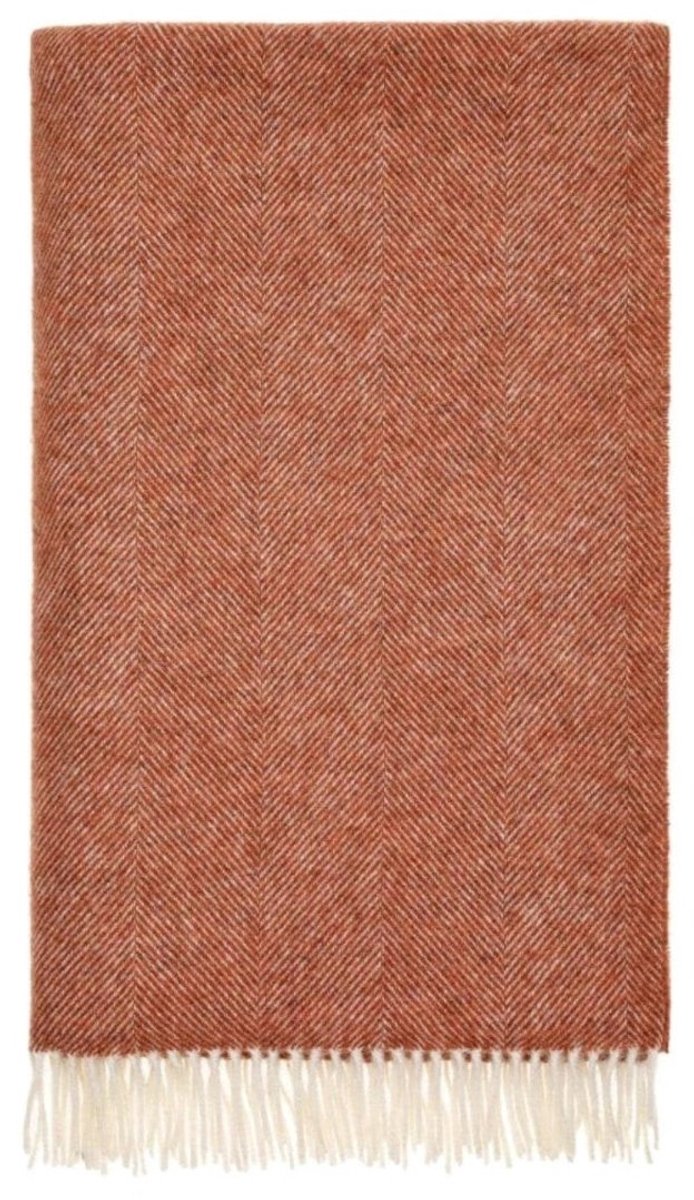 Plaid Visgraat Rood-Bruin (Brick) - Shetland Lamswol - 140x185 - Bronte by Moon Scotland