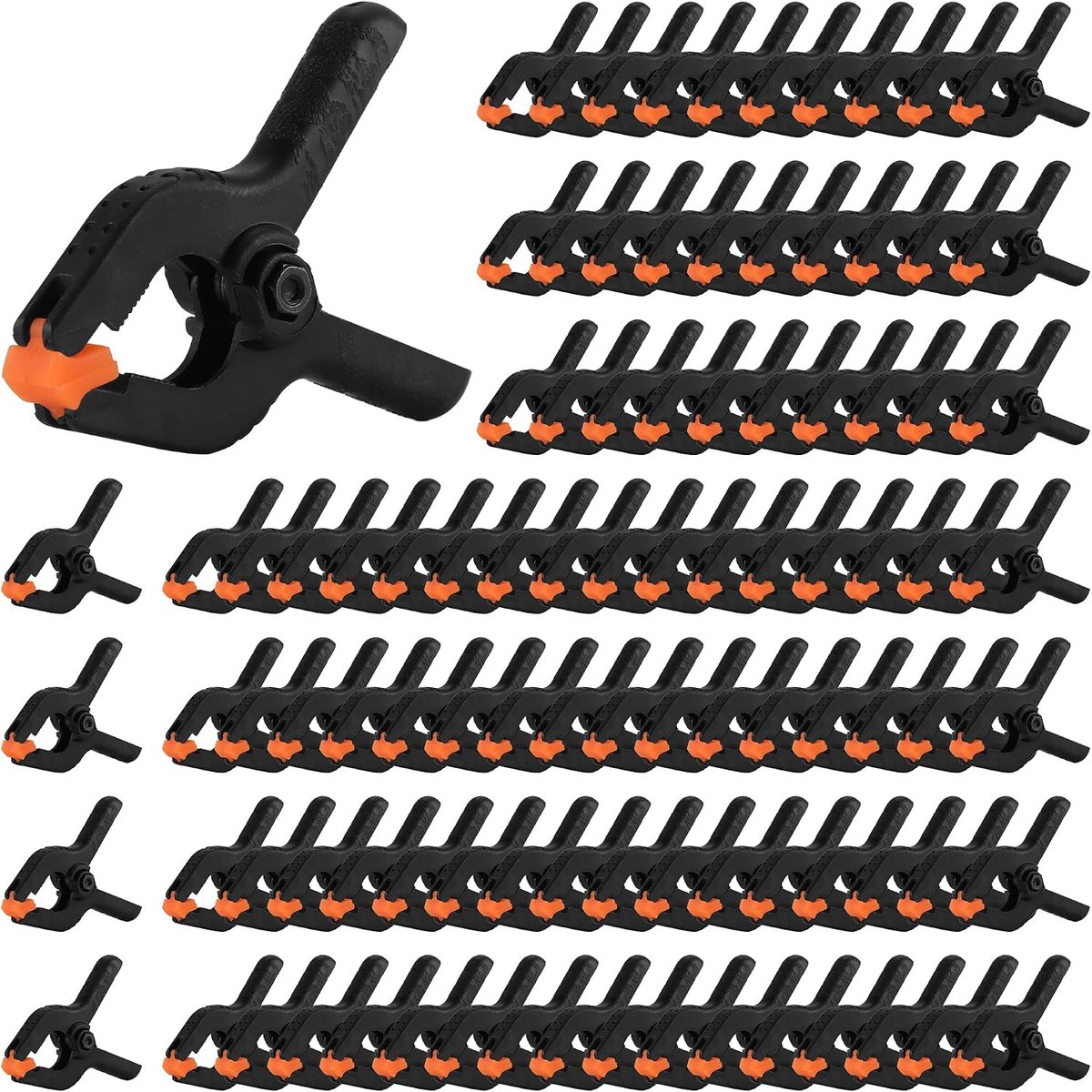 Veerklemmen 100 stuks - 5 cm kunststof - ergonomische handgreep - ideaal voor doe-het-zelf projecten - SnelShoppen