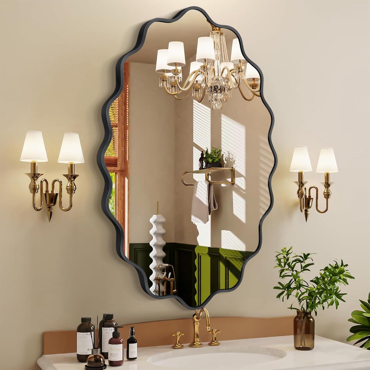 Ovale Wandspiegel - Metaal Frame - Golfvorm - Modern Design voor Woonkamer - ShopVlot
