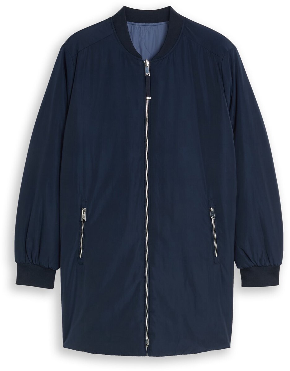 Tom Tailor - Plus Size - 2-in-1 omkeerbaar jasje met bomberkraag - Maat 46 - sky captain blue