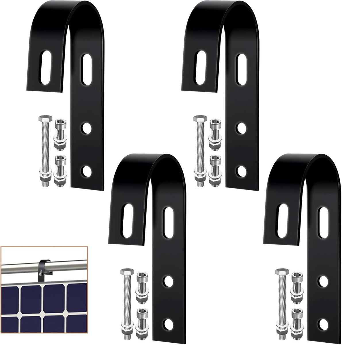 Houders voor zonnepanelen - 4 stuks - roestvrij staal 304 - zonder boren - voor balkonleuningen - ShopVlot