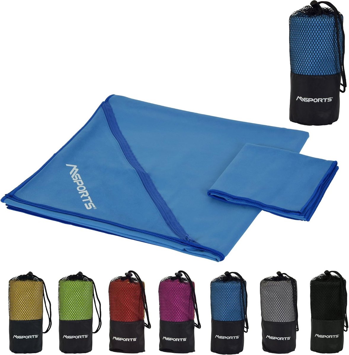 Microvezeldoeken set van 2 - 138x70 cm en 60x30 cm - ultralicht - snel drogend - ideaal voor sport en reizen - ShopVlot