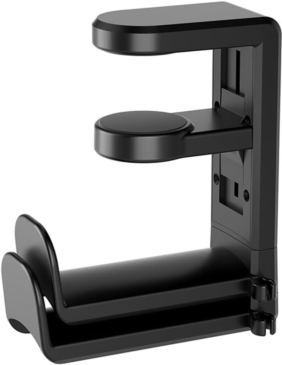 gaming-hoofdtelefoonhouder 360 graden draaibaar - zwart ABS - ruimtebesparend - multifunctionele bureau-organizer - ShopVlot