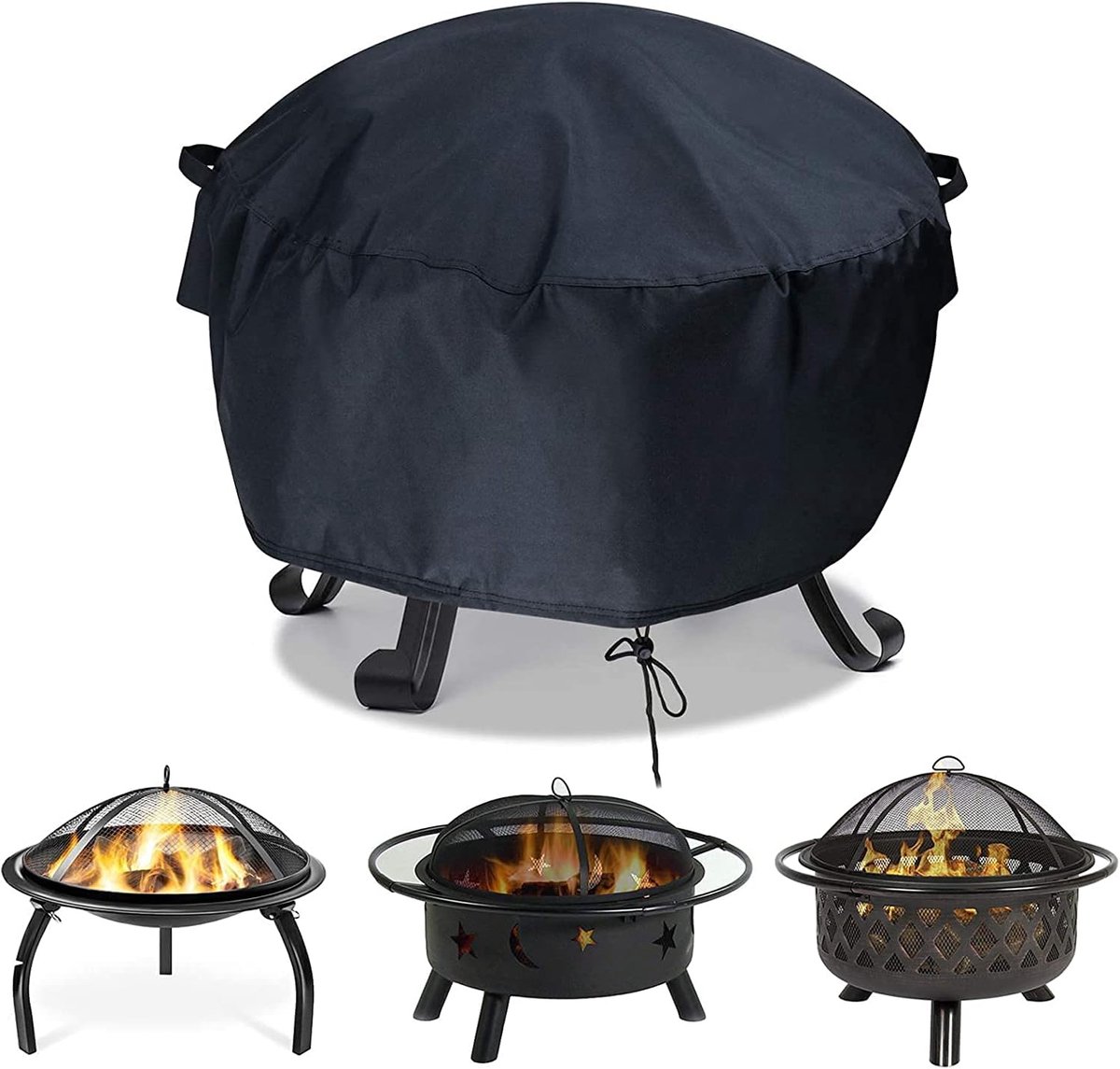 Fire pit cover 66 x 31 cm - rond - waterdicht - UV-bescherming - eenvoudig te installeren - ShopVlot