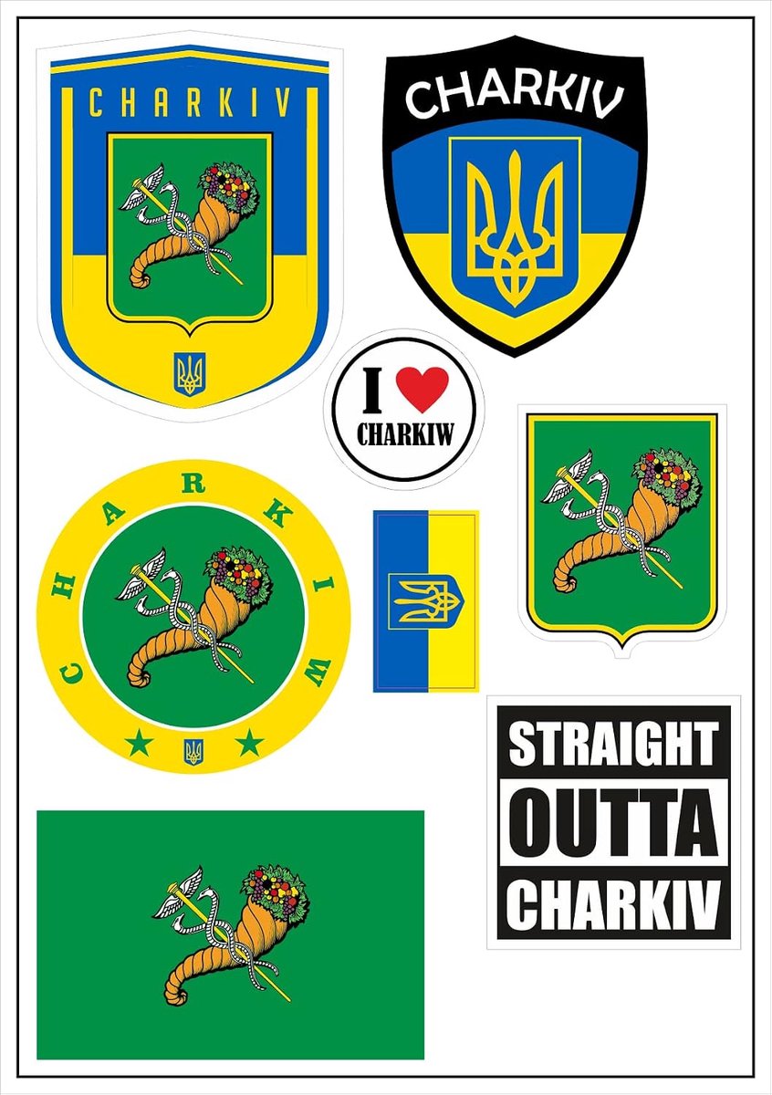 Stickerkaart Charkiw 8 Stuks - Vinyl - Waterproof - Perfect voor auto en motor - ShopVlot