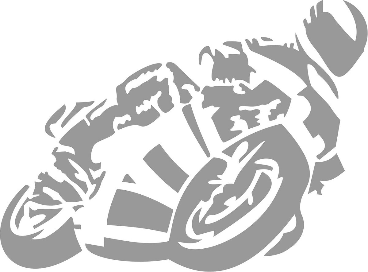 Sticker voor motorrijders 13 cm - zilvermetallic - waterdicht en uv-bestendig - ideaal voor motorfiets en laptop - ShopVlot