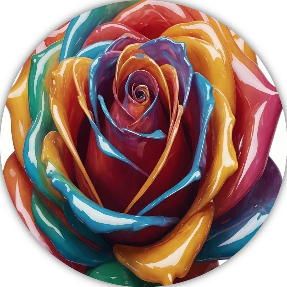 Muurdecoratie rozen wandbowl 80x80cm - rond schilderij - levendige kleuren - unieke ontwerpen - ShopVlot