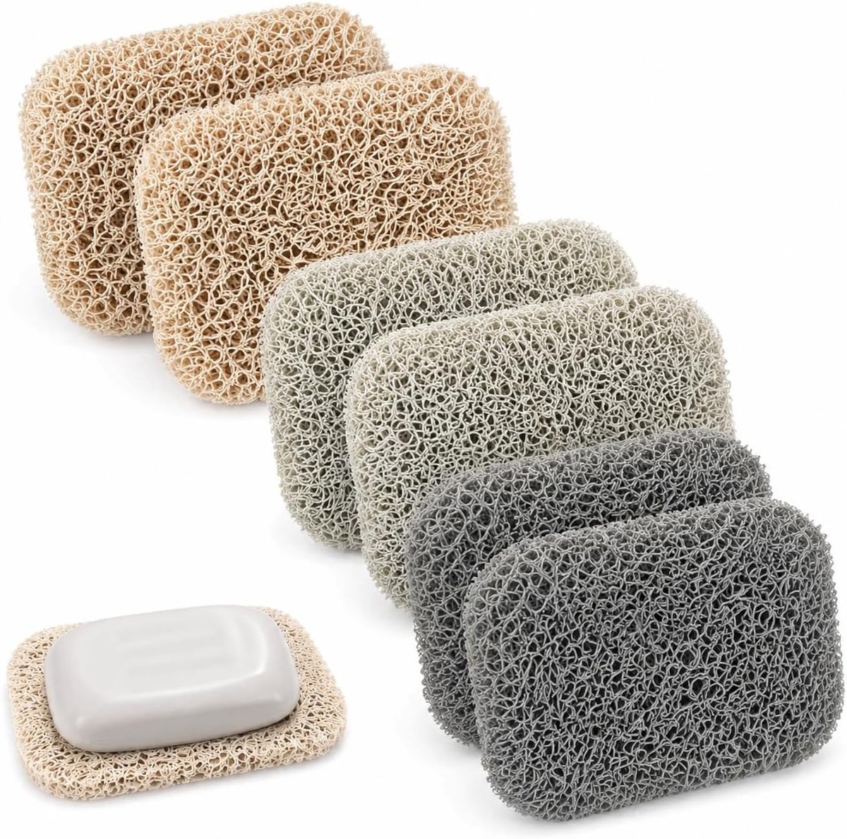 Zeepdish non-slip set van 6 - PVC met automatische drainage - voor optimale zeepopslag - houdt zeep droog en intact - ShopVlot