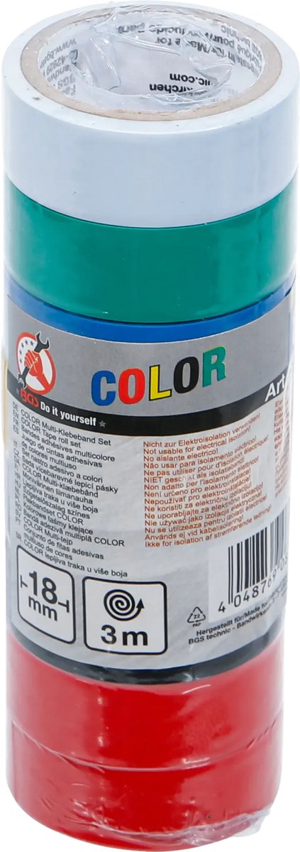 BGS COLOR PVC Tape Set 18 mm x 3 m - 8-delig