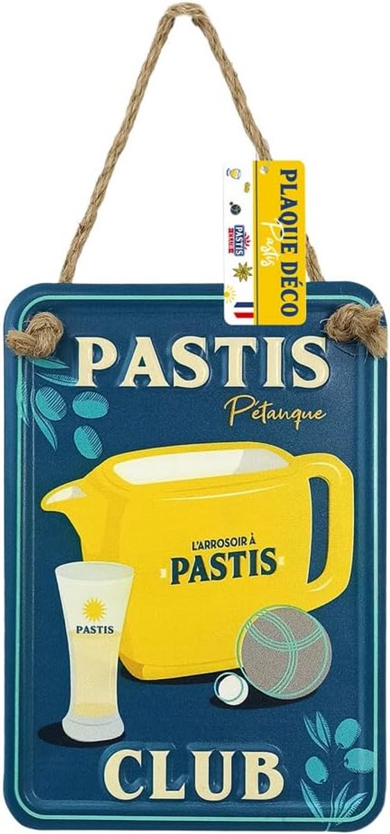 Metal Sign - Pastis Petanque Club - Vintage Deco 20 x 14 cm - Authentieke zomer sfeer - ShopVlot