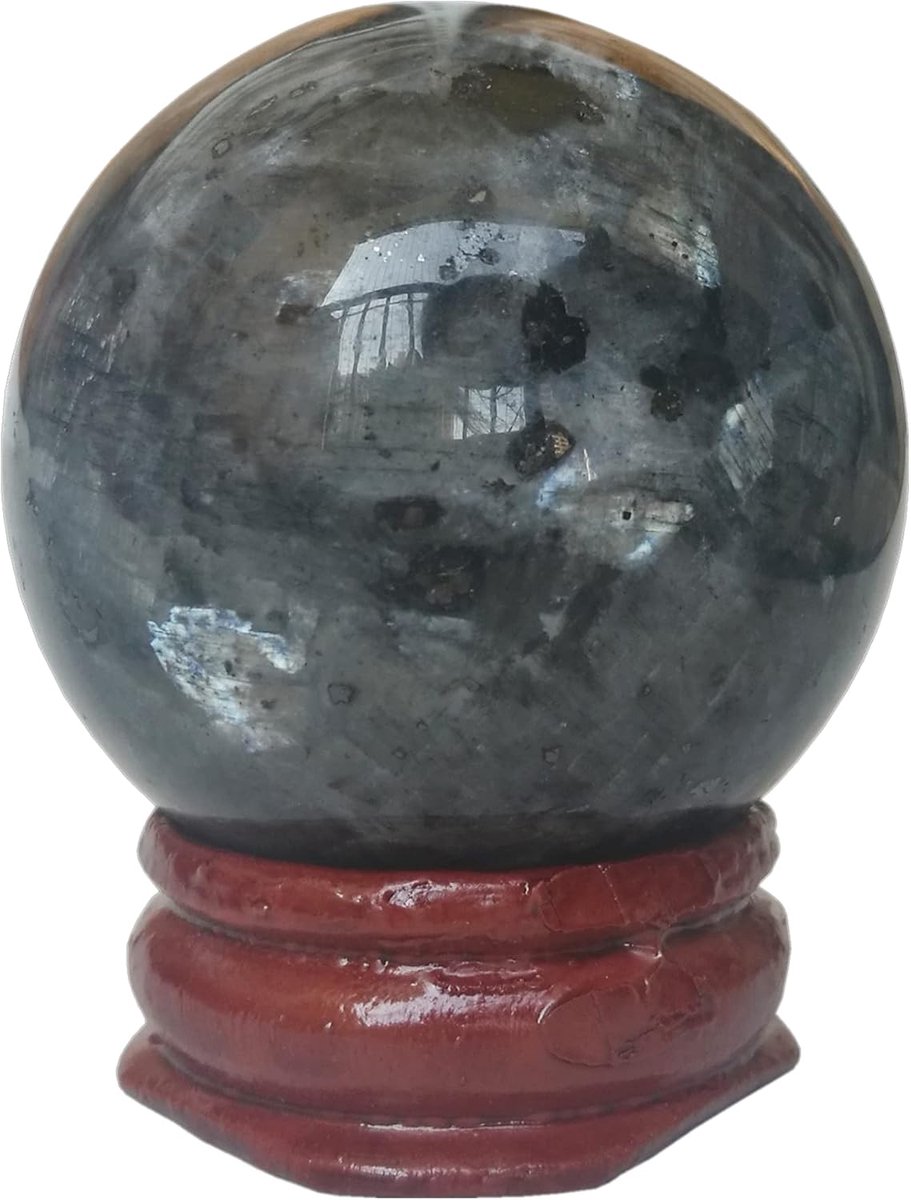 Crystalbol 40mm - Zwart Labradoriet - Feng Shui Decoratie - Perfect voor meditatie - ShopVlot