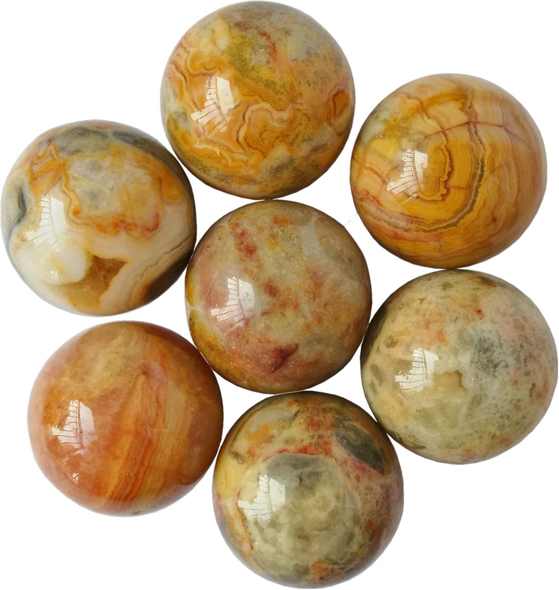 Kristallen Bol Set 7-delig - Natuurlijke Crazy Onyx - Feng Shui Decoratie - Kalmeert negatieve emoties - ShopVlot