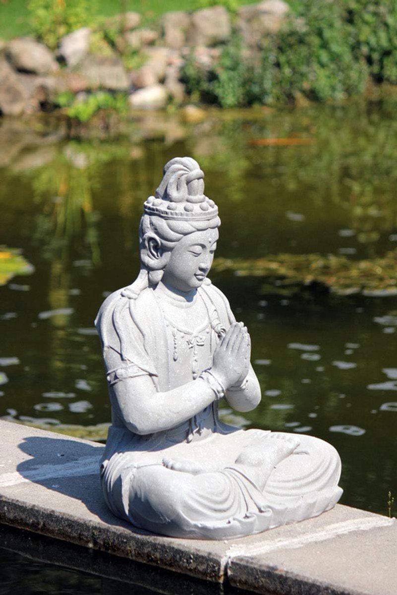Buddha tuinbeeld 44 x 36 x 59 cm - Fiberclay - hoogwaardig design - geschikt voor binnen en buiten - ShopVlot