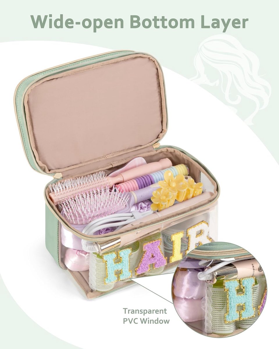 Haaraccessoires organizer - tweelaags - groen - overzichtelijke opbergruimte voor haargereedschap - ShopVlot
