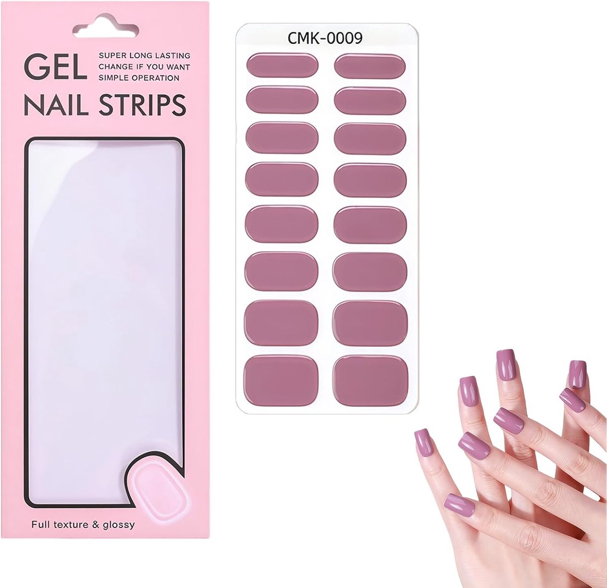 Nail stickers pack van 16 - paarse gel nagelfilms - flexibele soft press on nails - salonkwaliteit in enkele seconden - ShopVlot