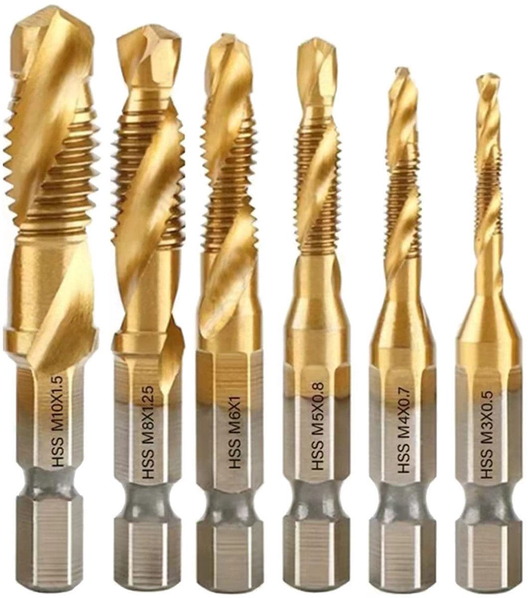 Boormessen 1/4" HSS Schroef Hexagonale Schacht - 6 Stuks - Voor Hout, Plastic en Dun Aluminium - Snelle Verwisseling - ShopVlot