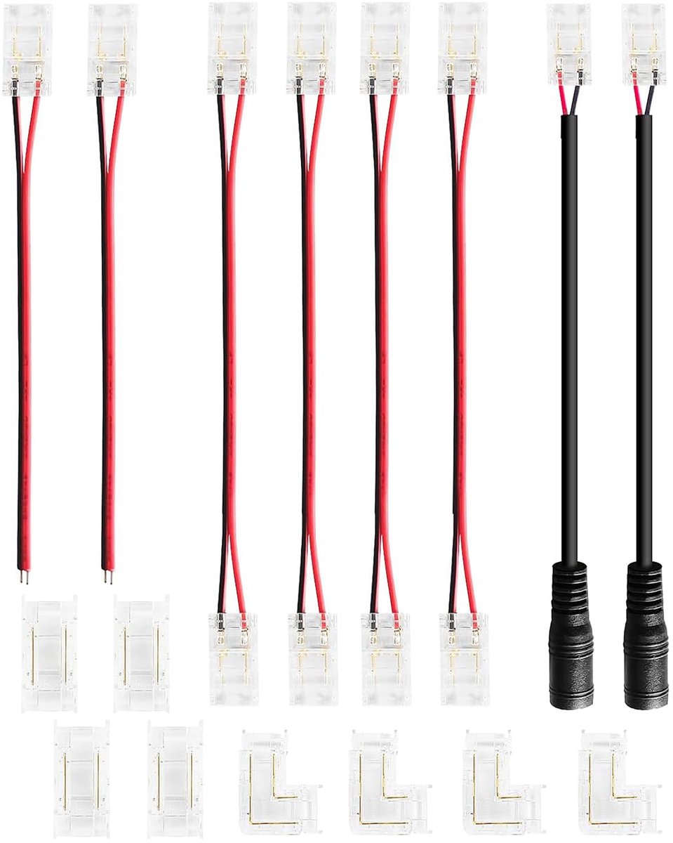COB-ledstrip-connectorset 16 stuks - 2-pins 8 mm - soldeervrije connectoren - eenvoudig te installeren - ShopVlot