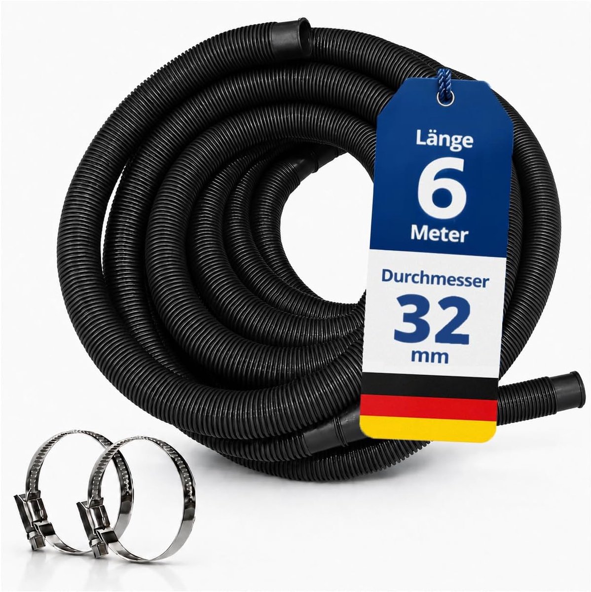 Zwembadslang 32 mm zwart - 6 m - hoge kwaliteit - ideaal voor aansluiting zwembadaccessoires - ShopVlot