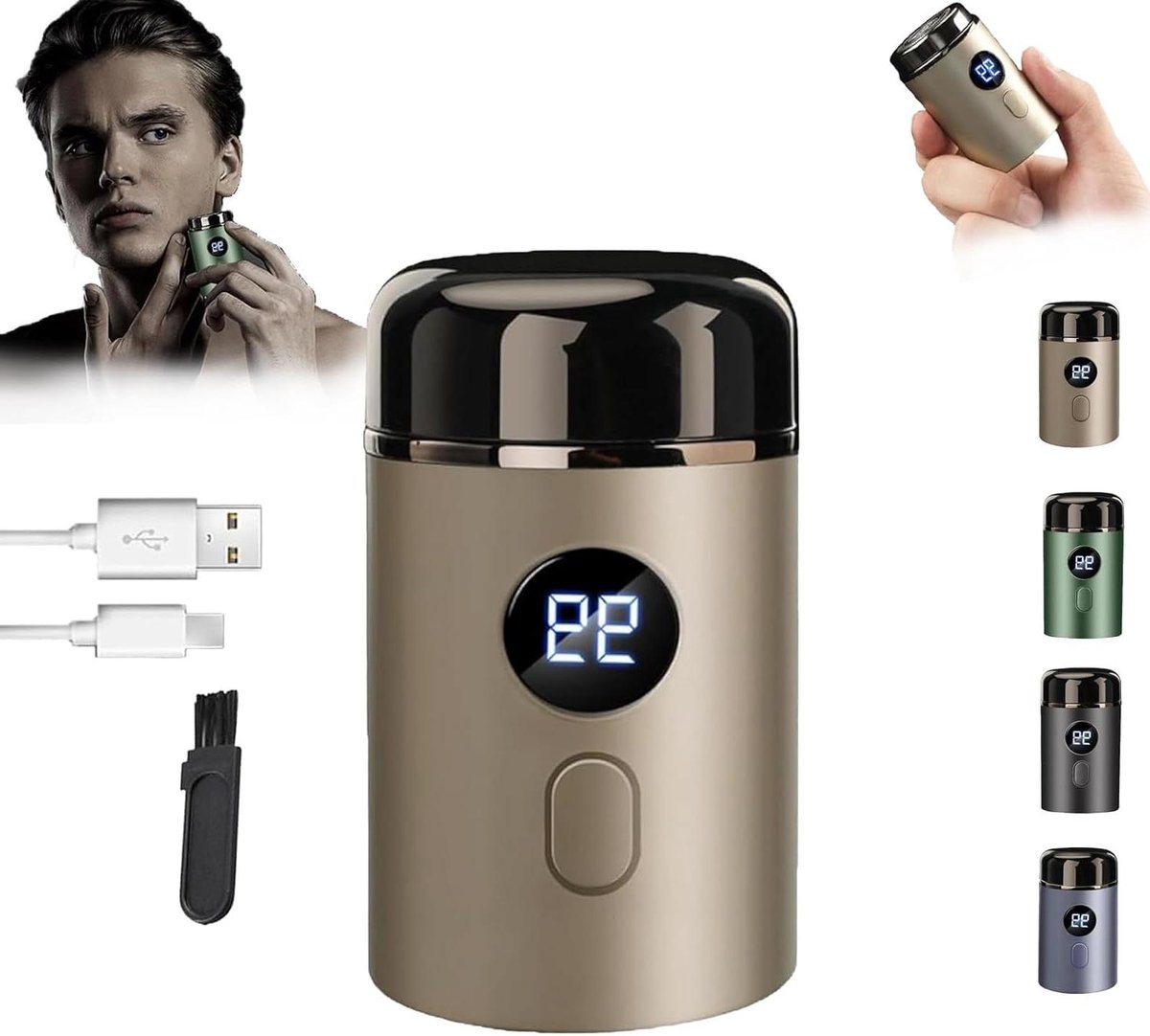 Mini Elektrisch Scheerapparaat - Draagbaar Zakscheerapparaat - Glad Scheren - IPX7 Waterdicht - Compact Formaat - Goud